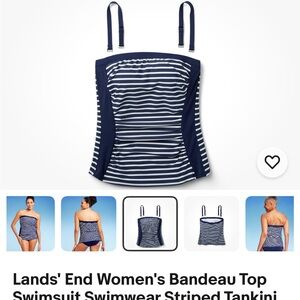 Lands' End Navy and White Striped Bandeau Top